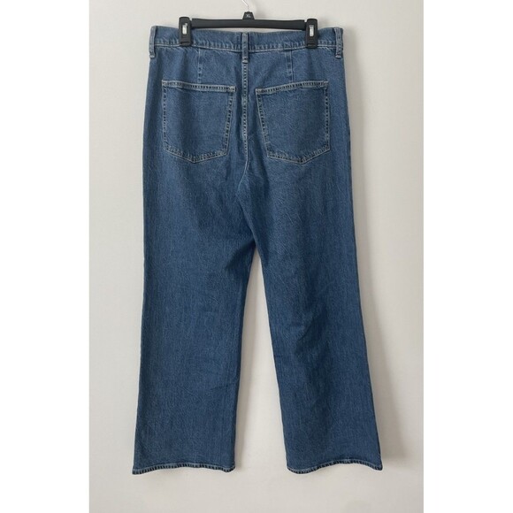 J Crew Factory Size 30 Wide Leg Patch Pocket Full Length Blue Jeans NWT Modern - Picture 4 of 6